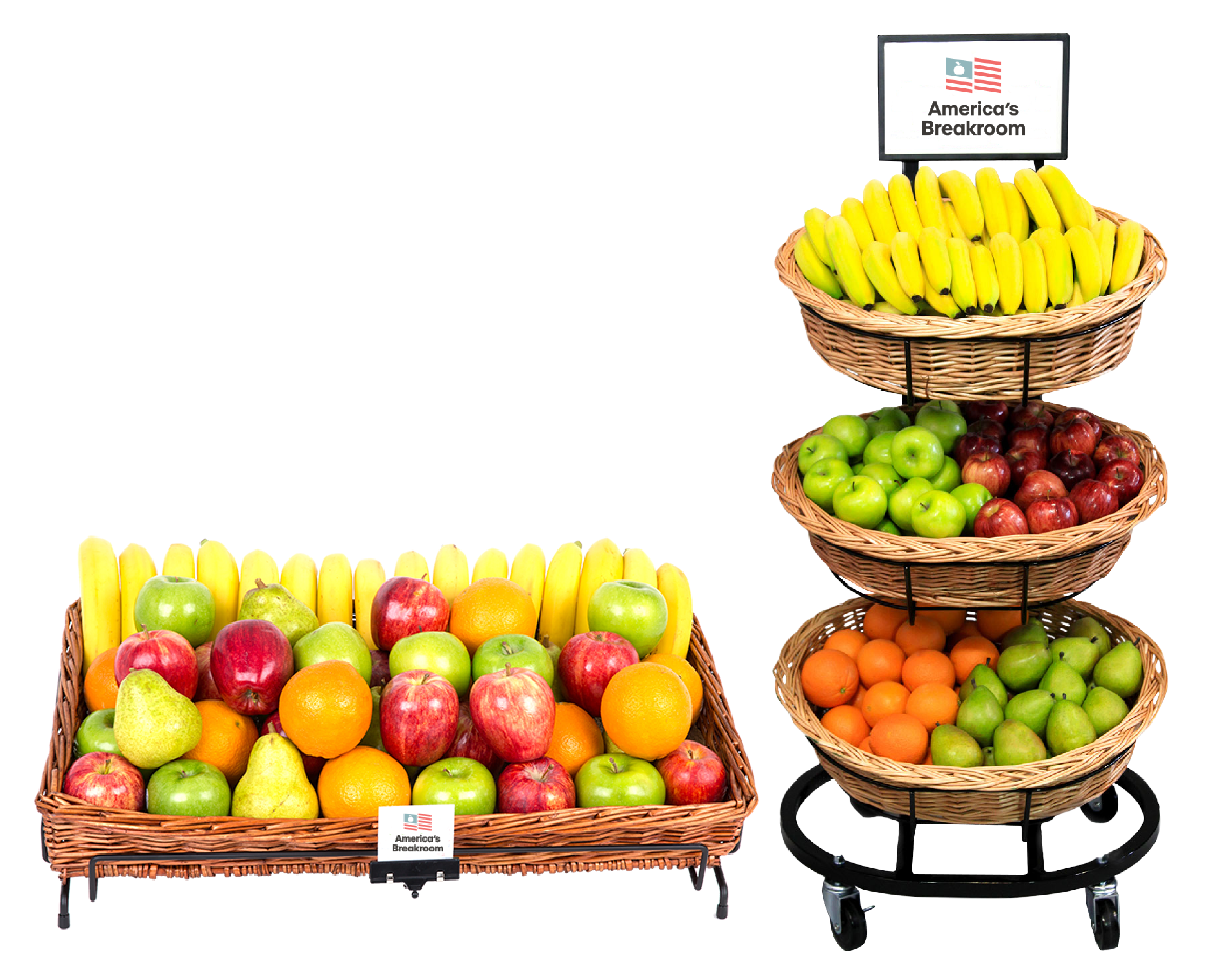 Different fruits options in baskets